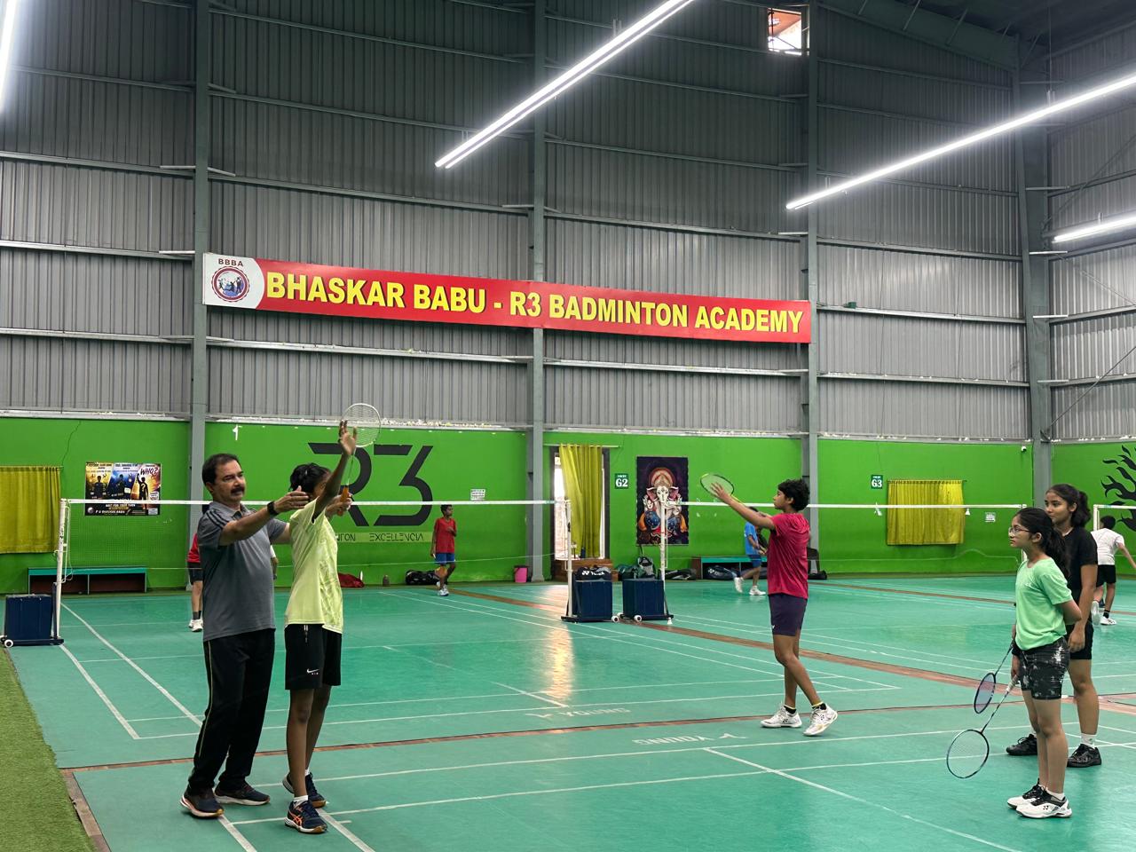 Badminton training at Bhaskar Babu Badminton Academy